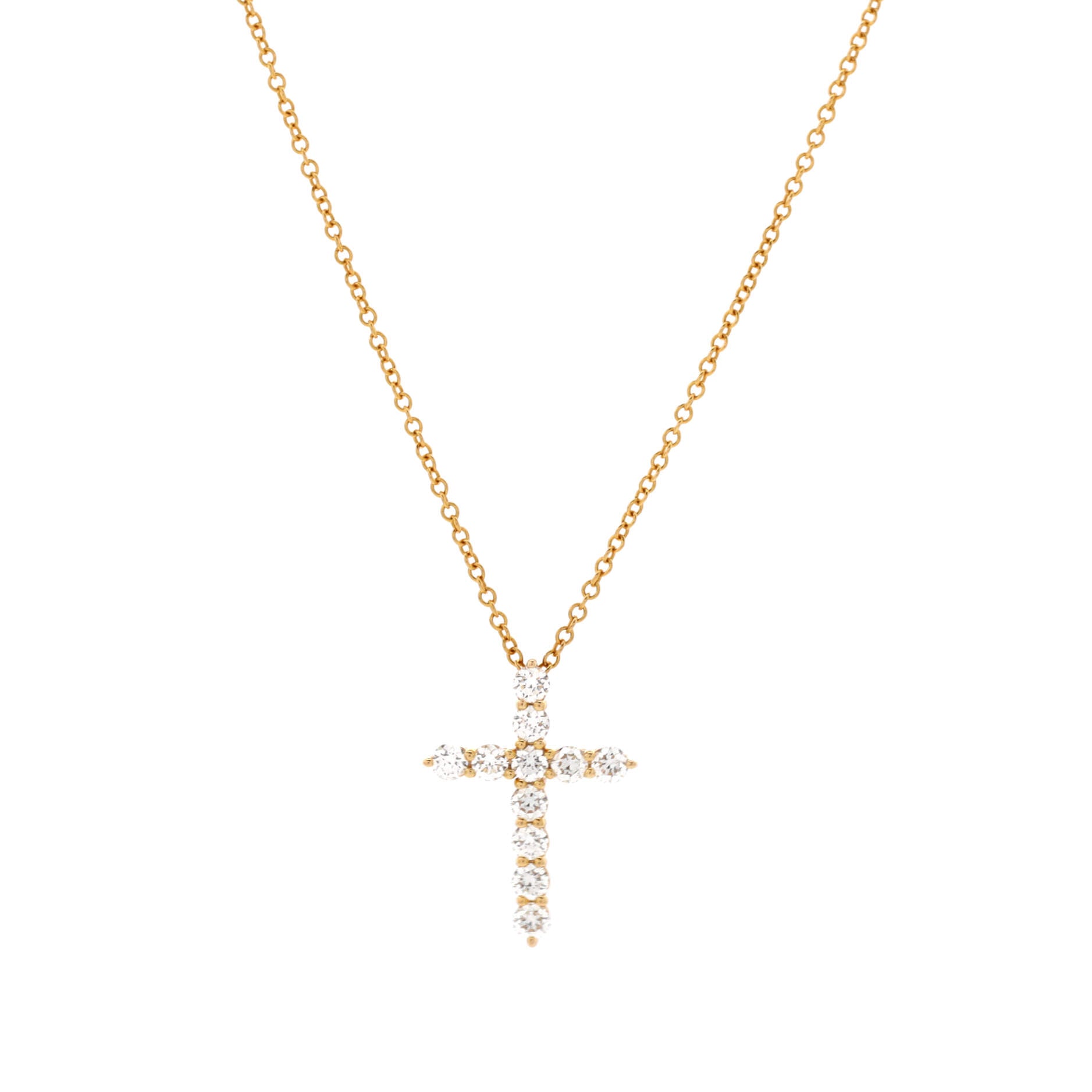 Cross Pendant Necklace 18K Yellow Gold with Diamonds Small