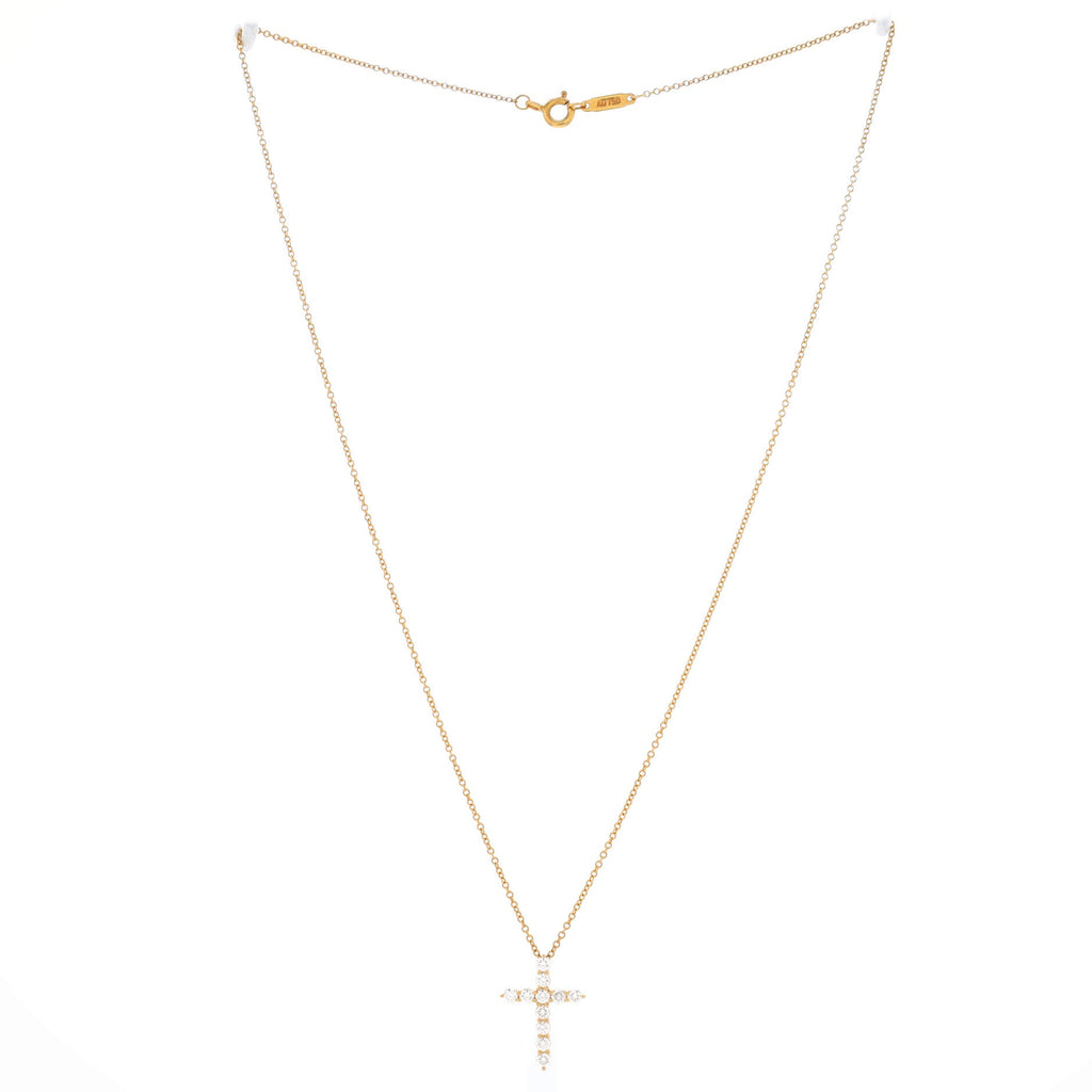 Cross Pendant Necklace 18K Yellow Gold with Diamonds Small