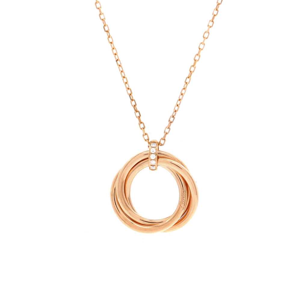 Trinity Pendant Necklace 18K Rose Gold and Diamonds