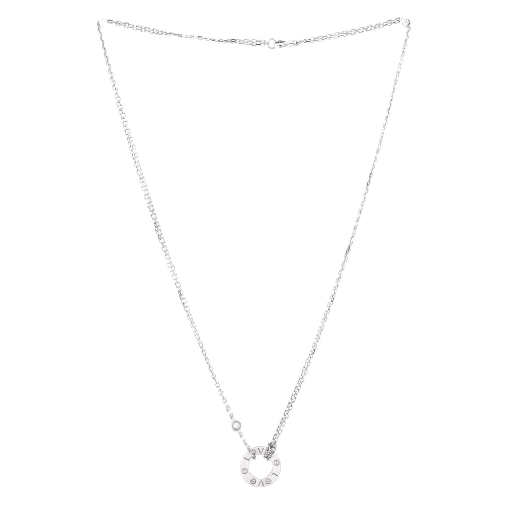 2 Diamonds Love Pendant Necklace 18K White Gold with Diamonds