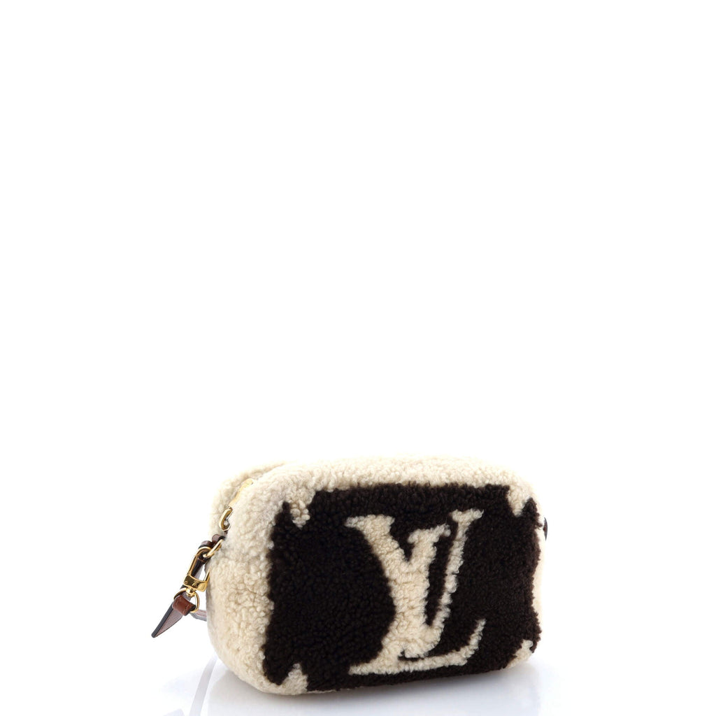 Beach Pouch Monogram Giant Teddy Fleece
