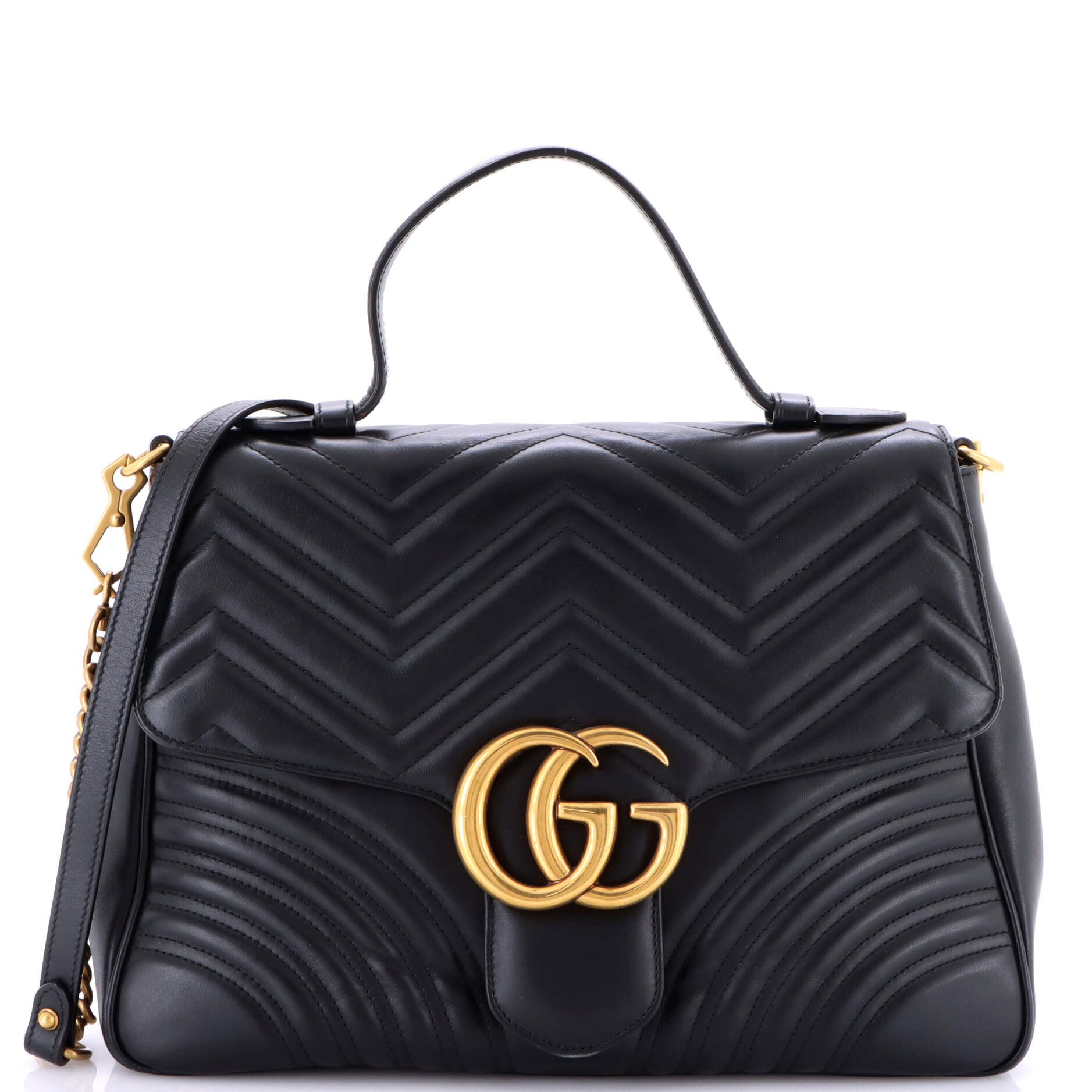 GG Marmont Top Handle Flap Bag Matelasse Leather Medium