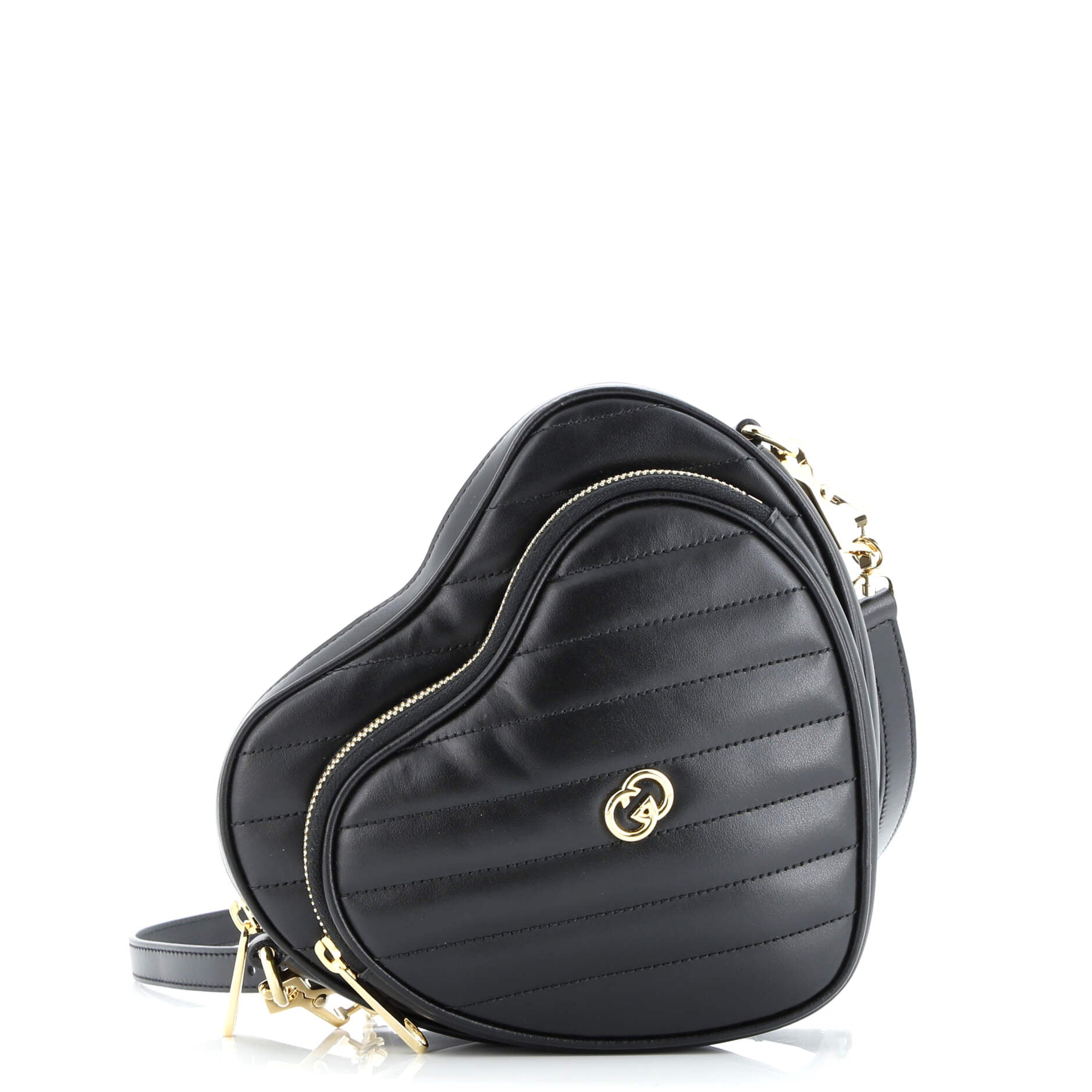 Interlocking G Heart Shoulder Bag Diagonal Quilted Leather Mini