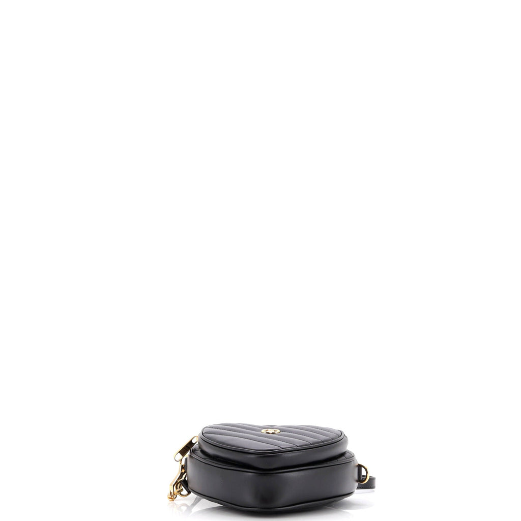 Interlocking G Heart Shoulder Bag Diagonal Quilted Leather Mini
