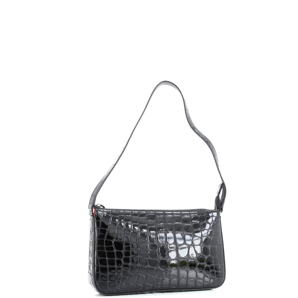 Loubila Shoulder Bag Crocodile Embossed Leather