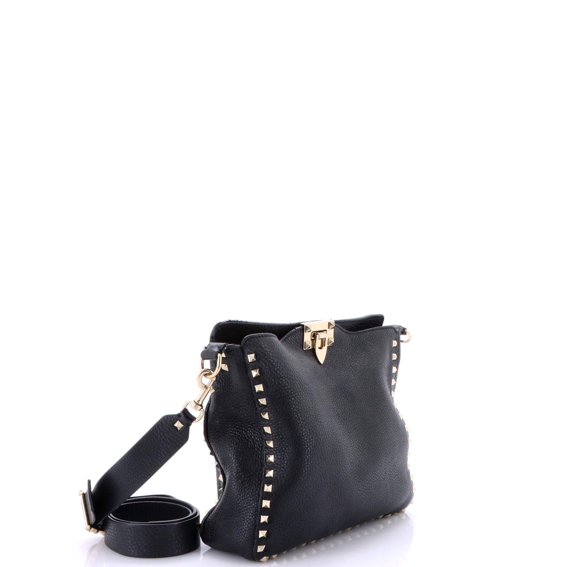 Rockstud Flip Lock Messenger Bag Leather Small