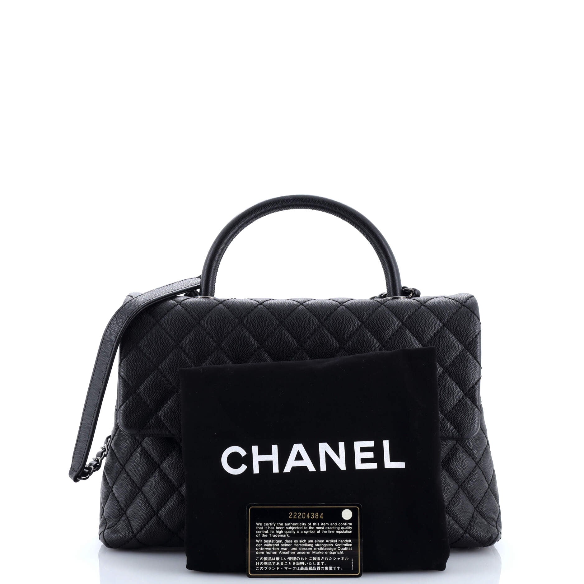 Coco Top Handle Bag Quilted Caviar Medium