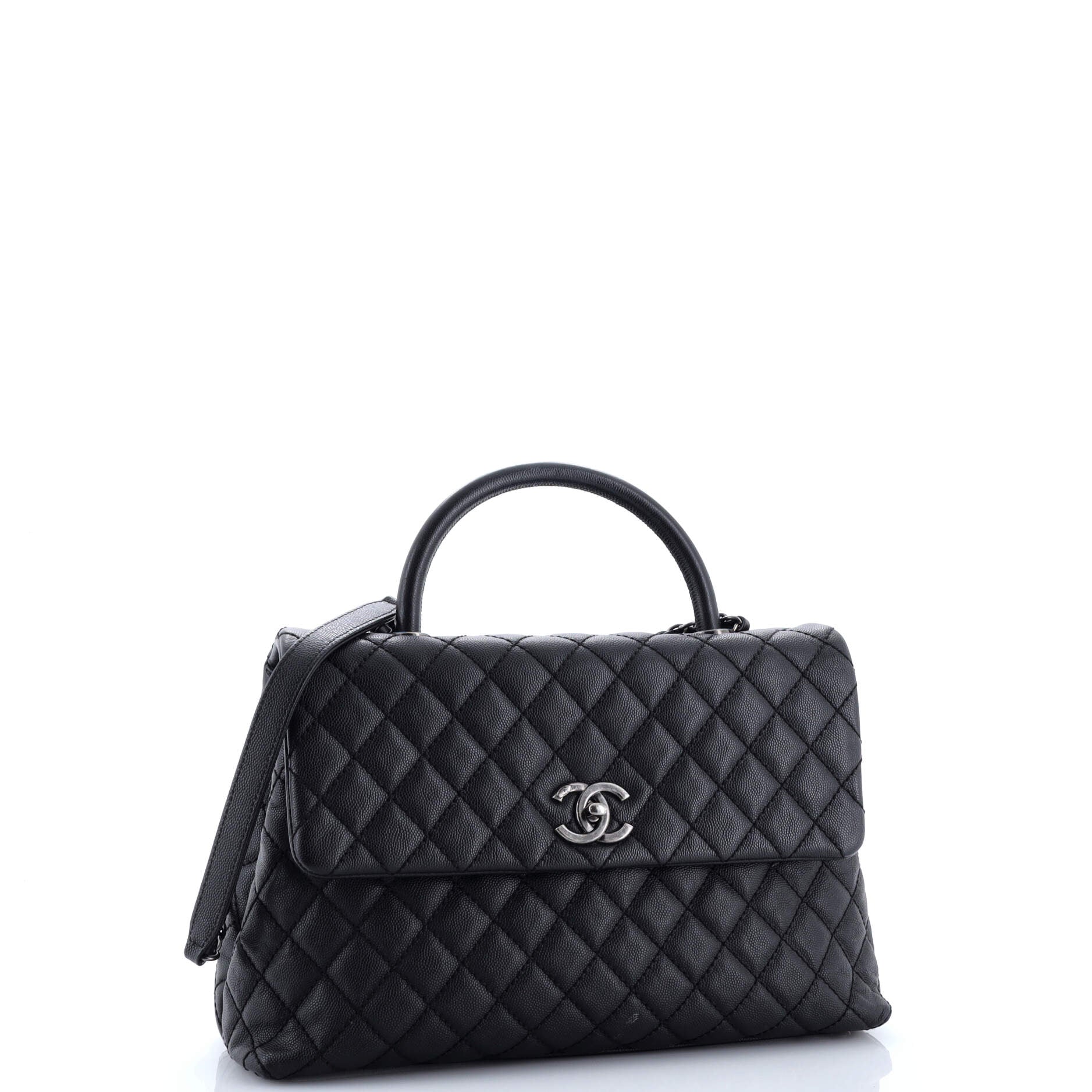 Coco Top Handle Bag Quilted Caviar Medium