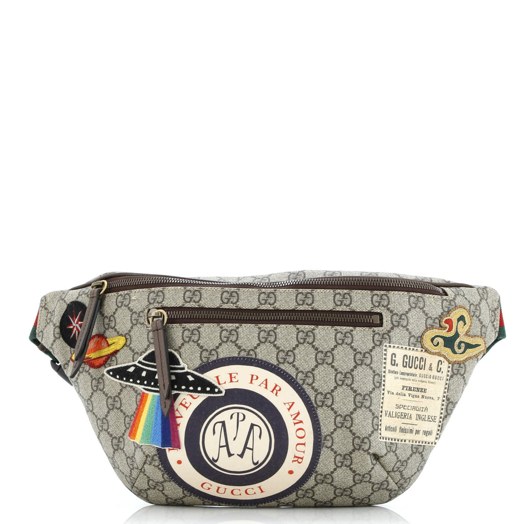 Courrier Zip Belt Bag GG Coated Canvas with Applique