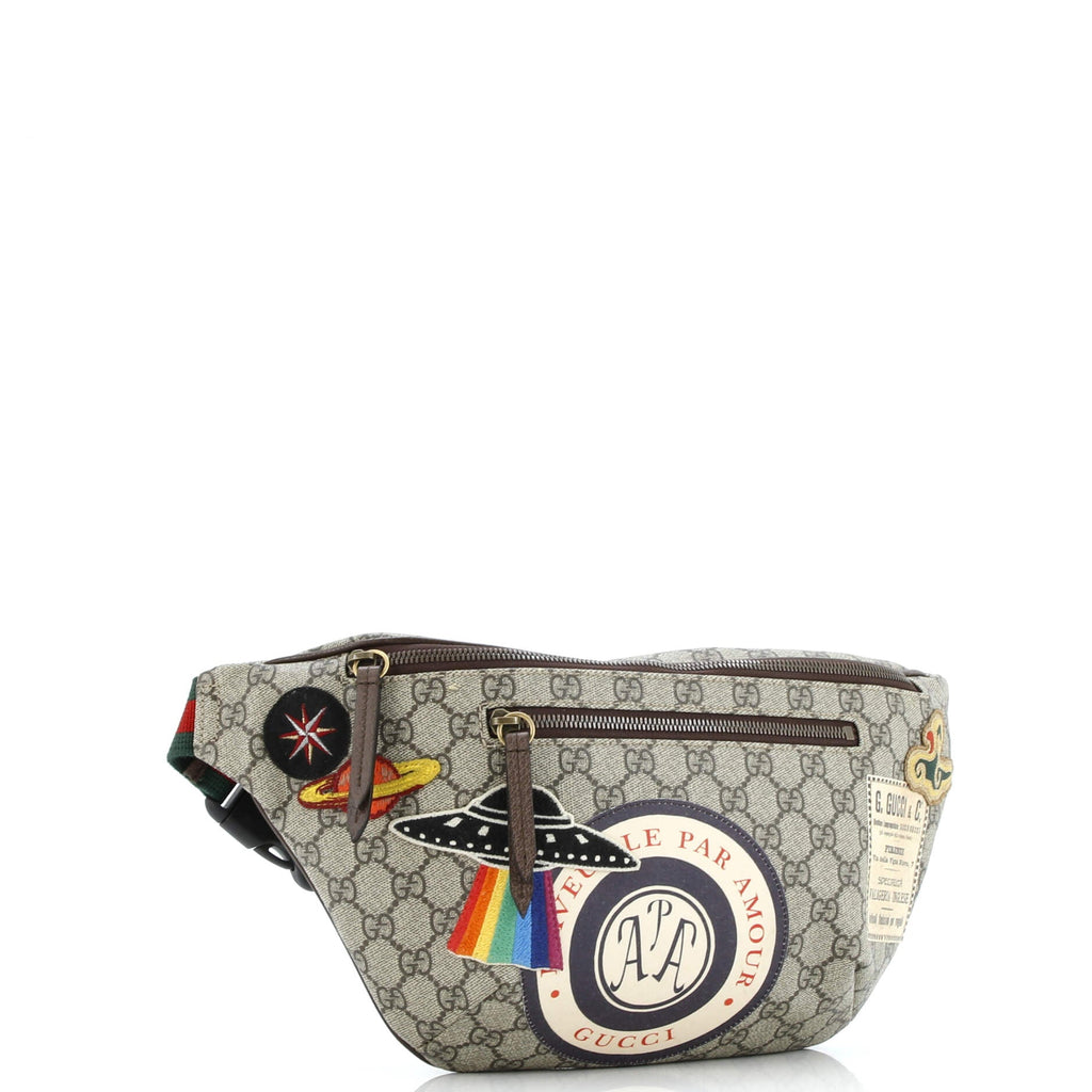 Courrier Zip Belt Bag GG Coated Canvas with Applique