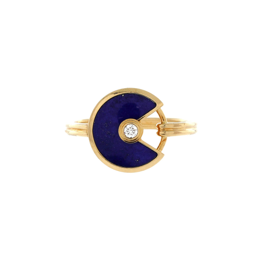 Amulette De Cartier Ring 18K Yellow Gold with Diamond and Lapis Lazuli