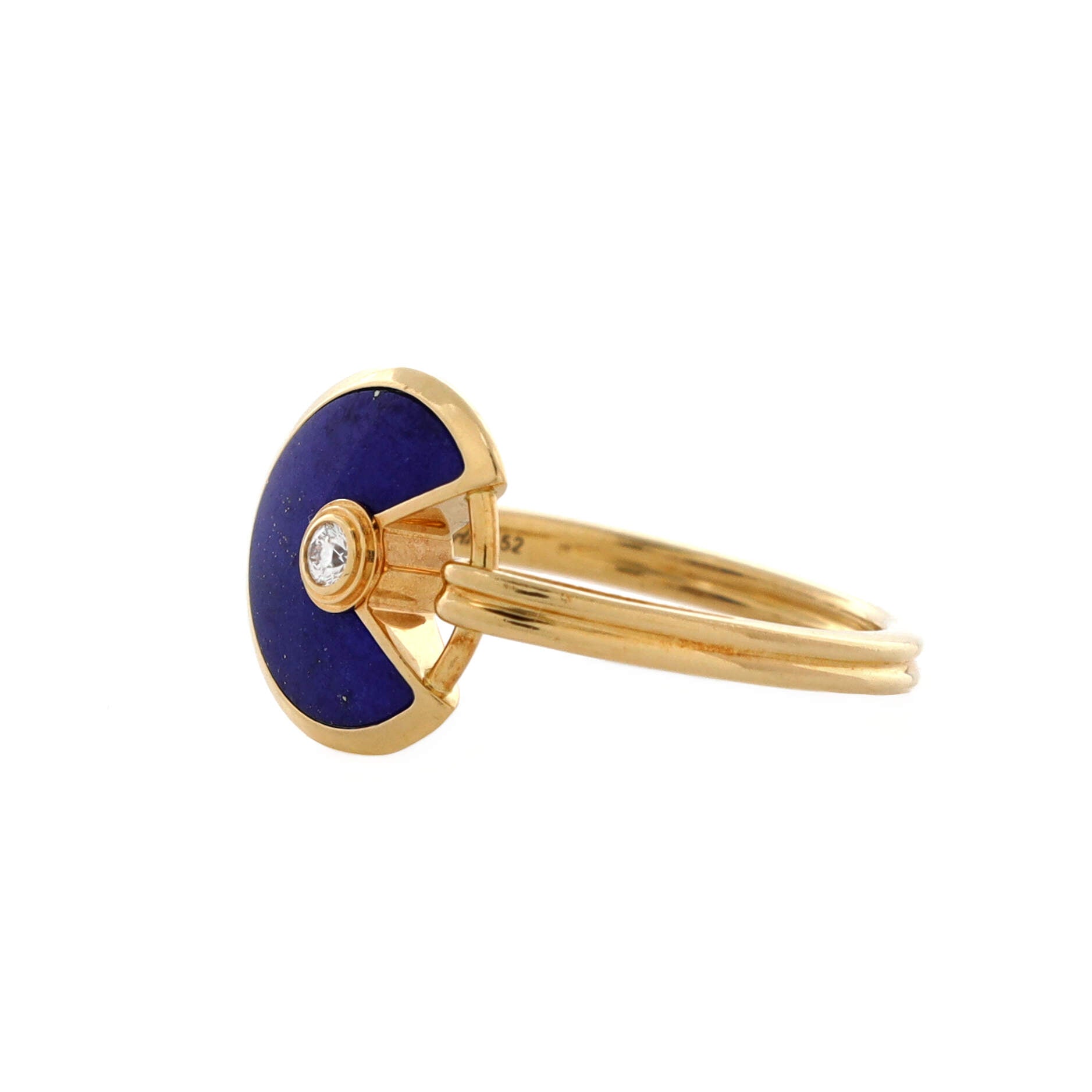 Amulette De Cartier Ring 18K Yellow Gold with Diamond and Lapis Lazuli