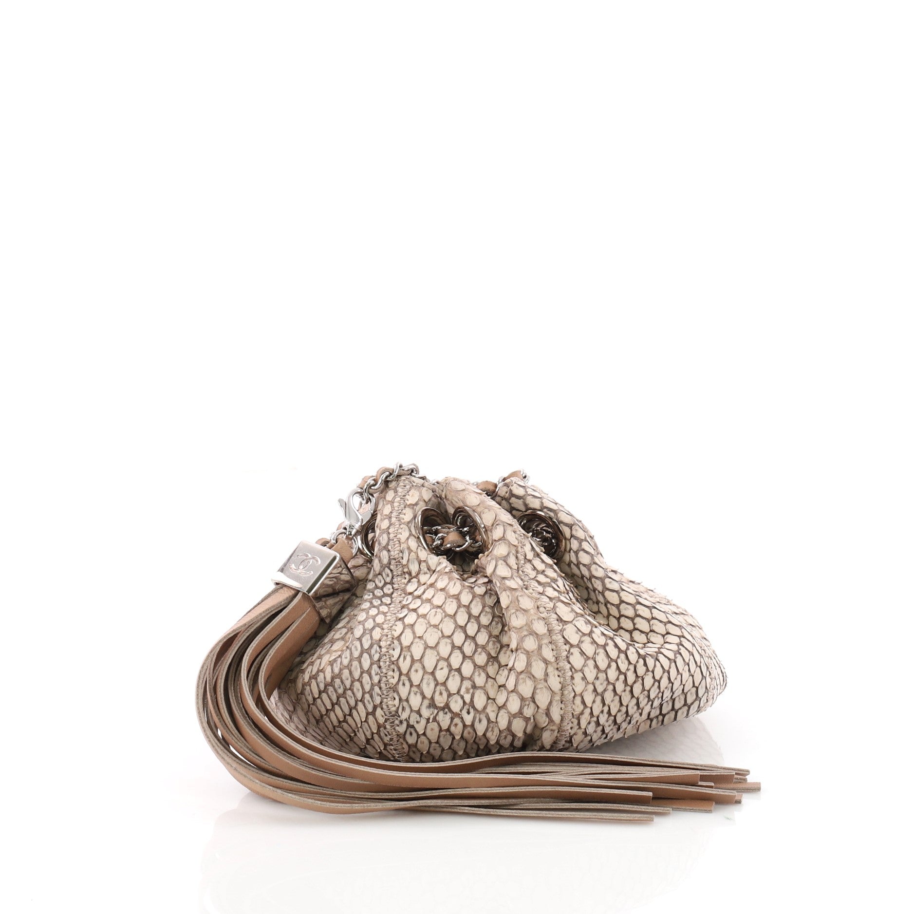 Vintage Tassel Drawstring Bag Python Mini
