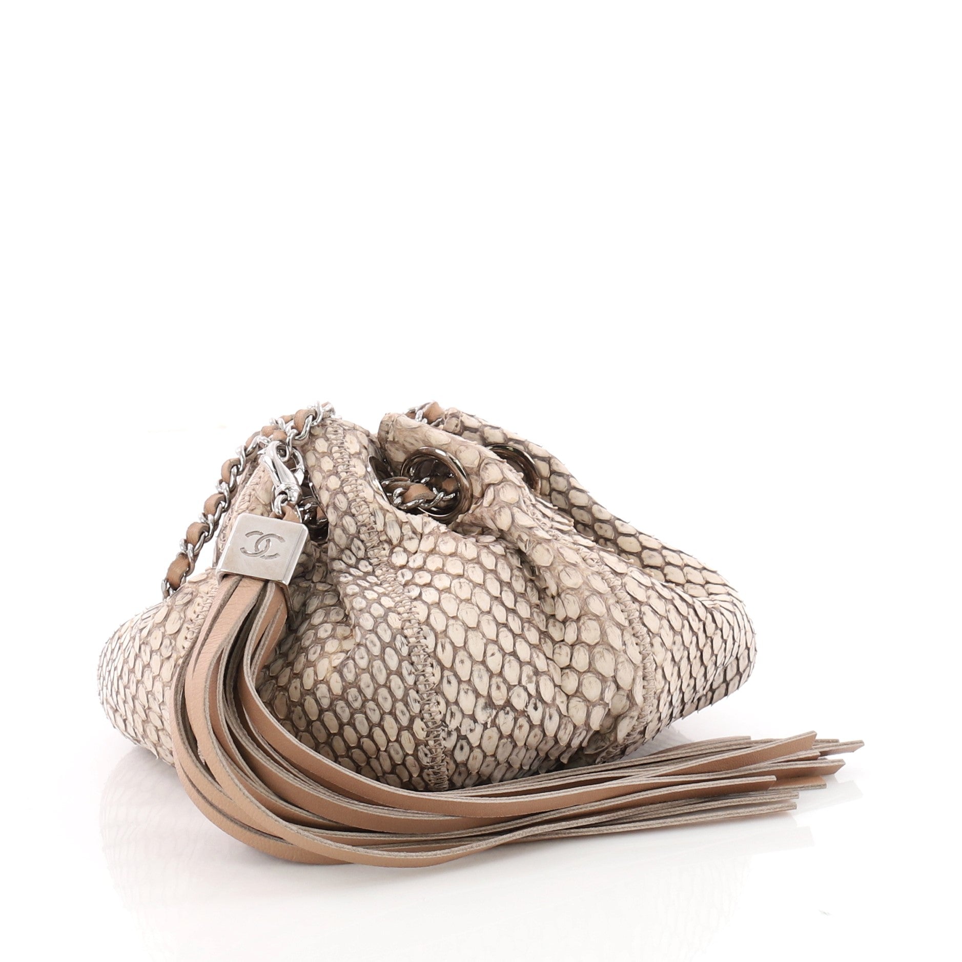 Vintage Tassel Drawstring Bag Python Mini