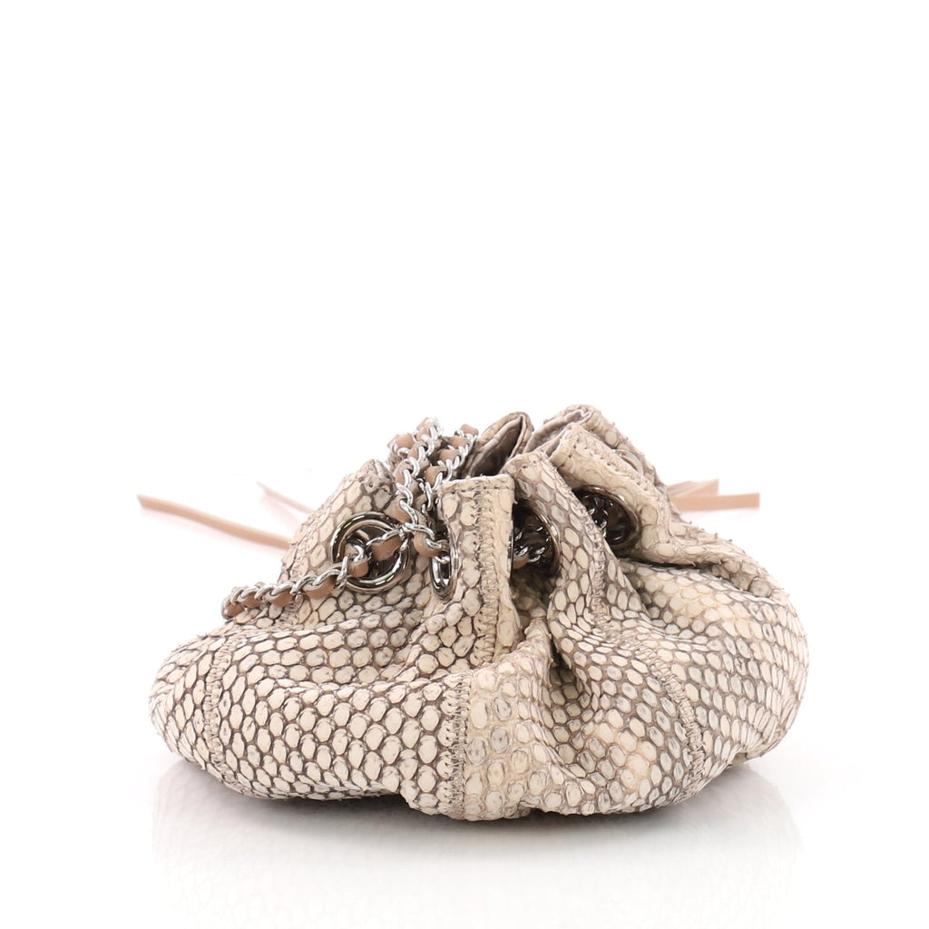 Vintage Tassel Drawstring Bag Python Mini