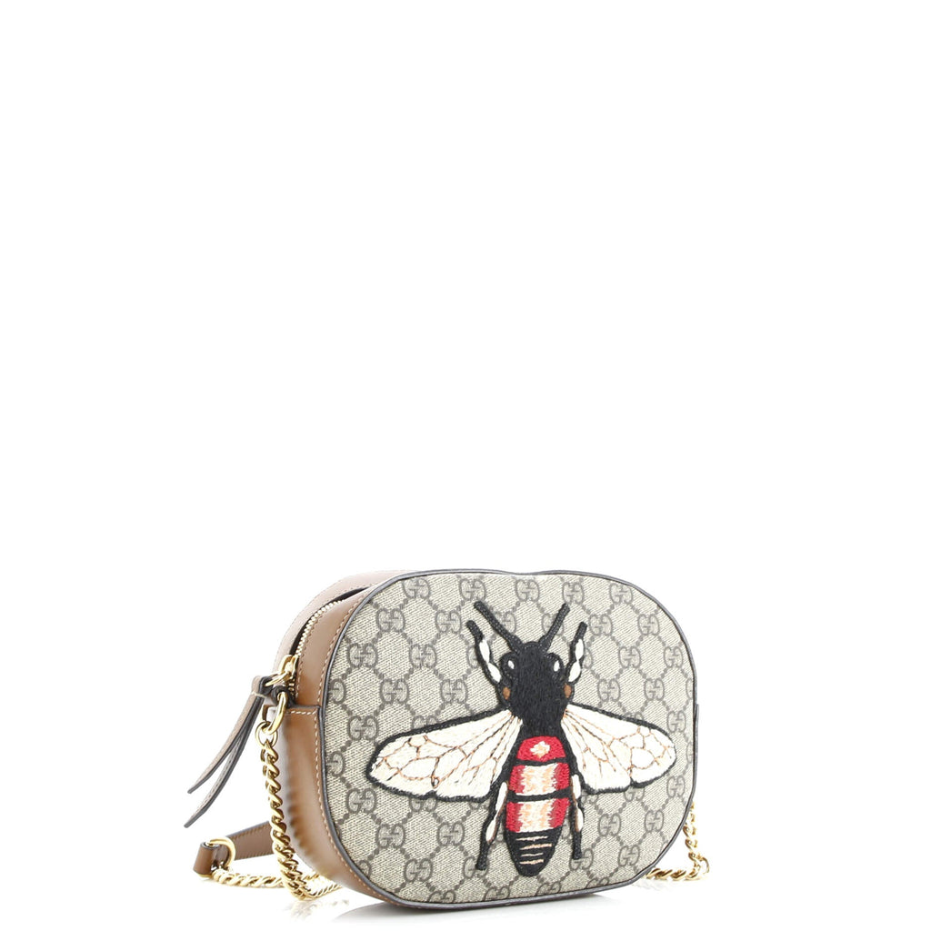 Chain Crossbody Bag Embroidered GG Coated Canvas Mini