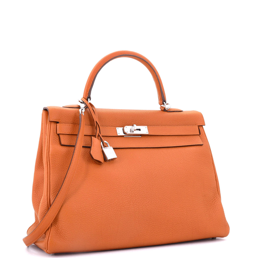 Kelly Handbag Orange H Togo with Palladium Hardware 35