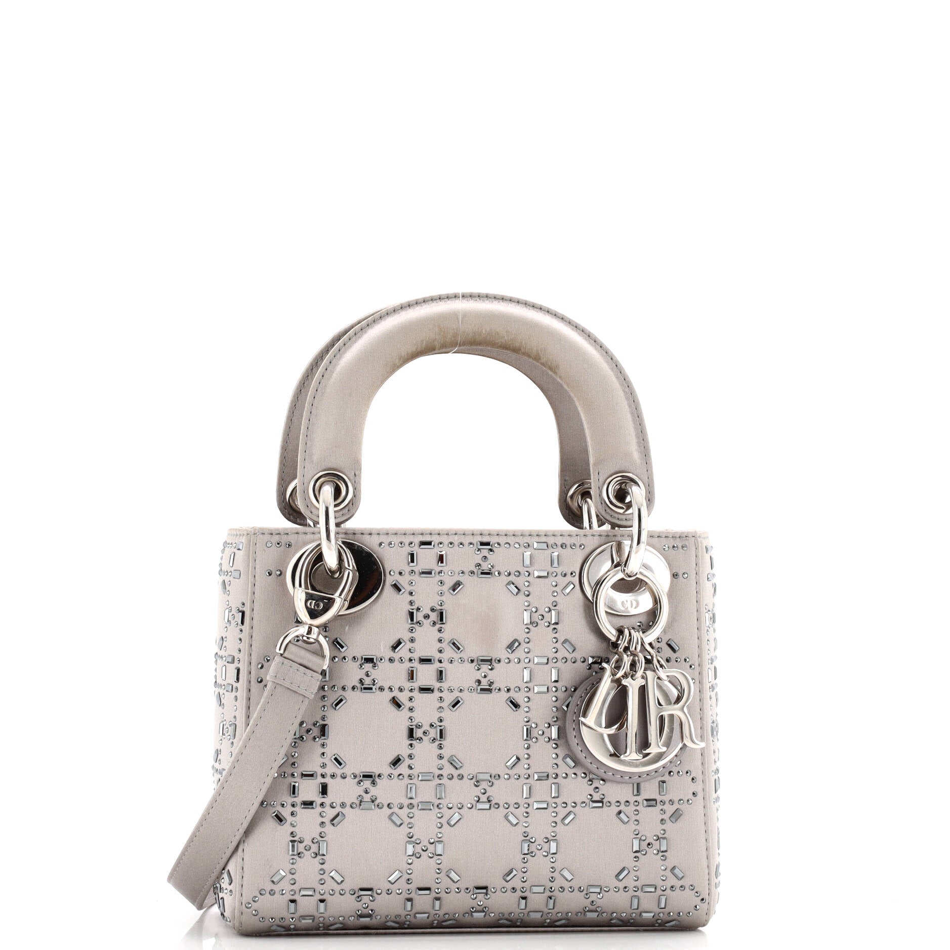 Lady Dior Bag Crystal Embellished Cannage Quilt Satin Mini