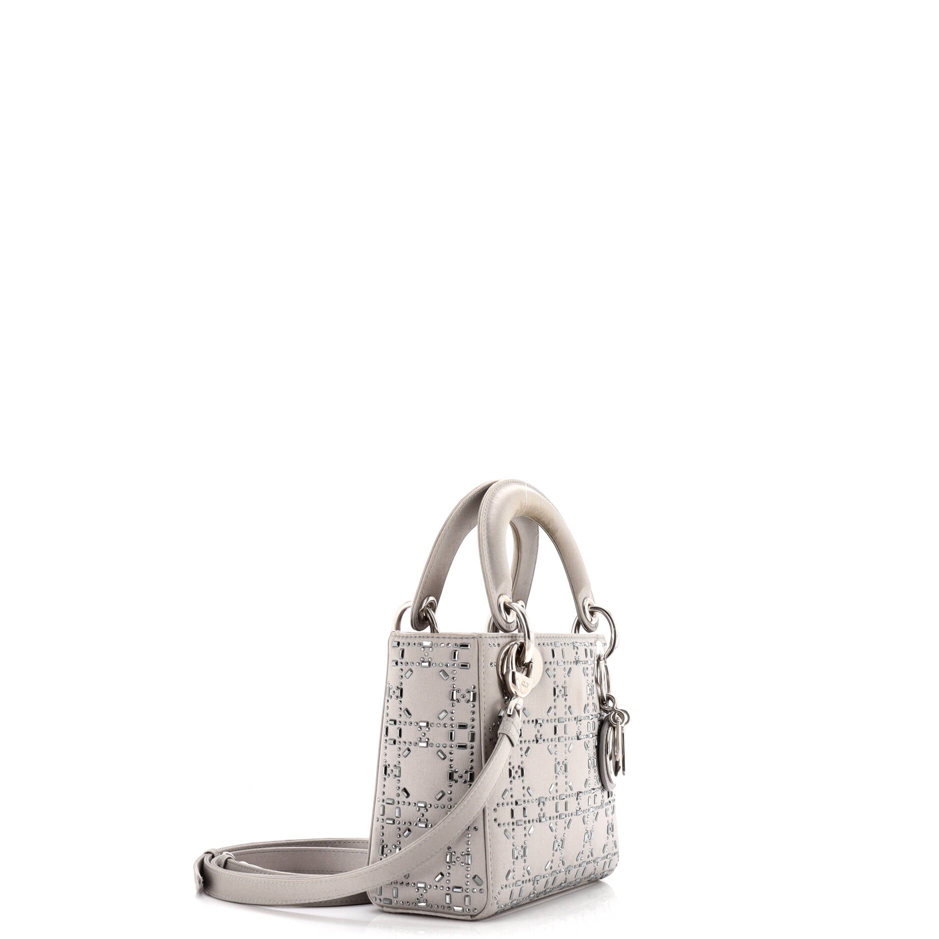 Lady Dior Bag Crystal Embellished Cannage Quilt Satin Mini