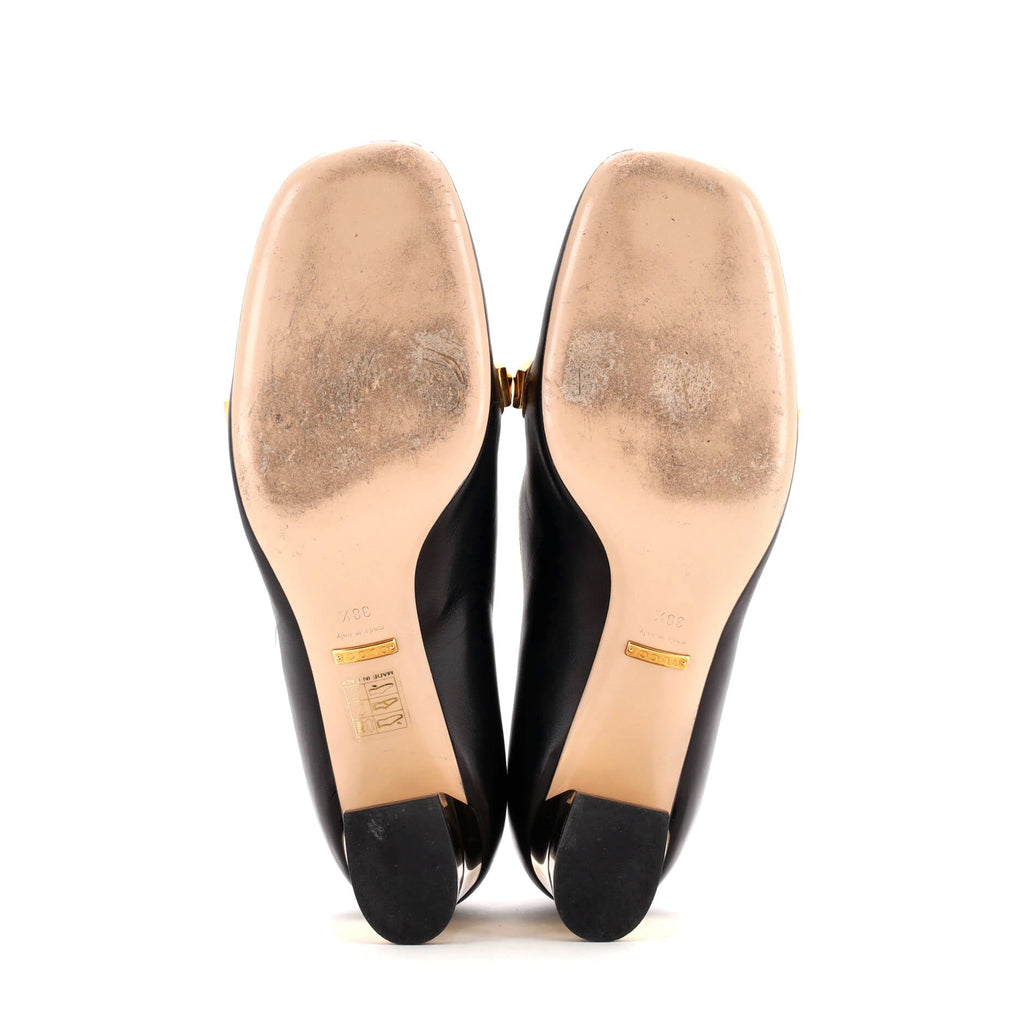 Women's Tiger Head Heeled Loafers Leather and GG Coated Canvas
