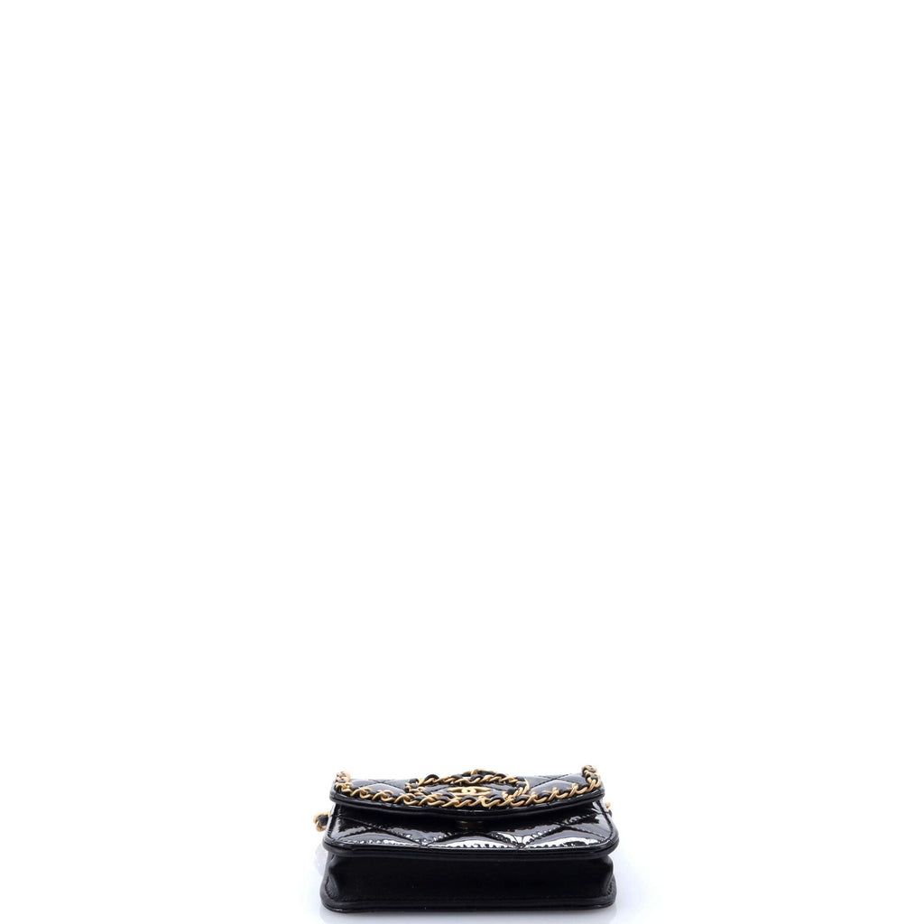 Heart Chain Flap Bag Quilted Patent Mini