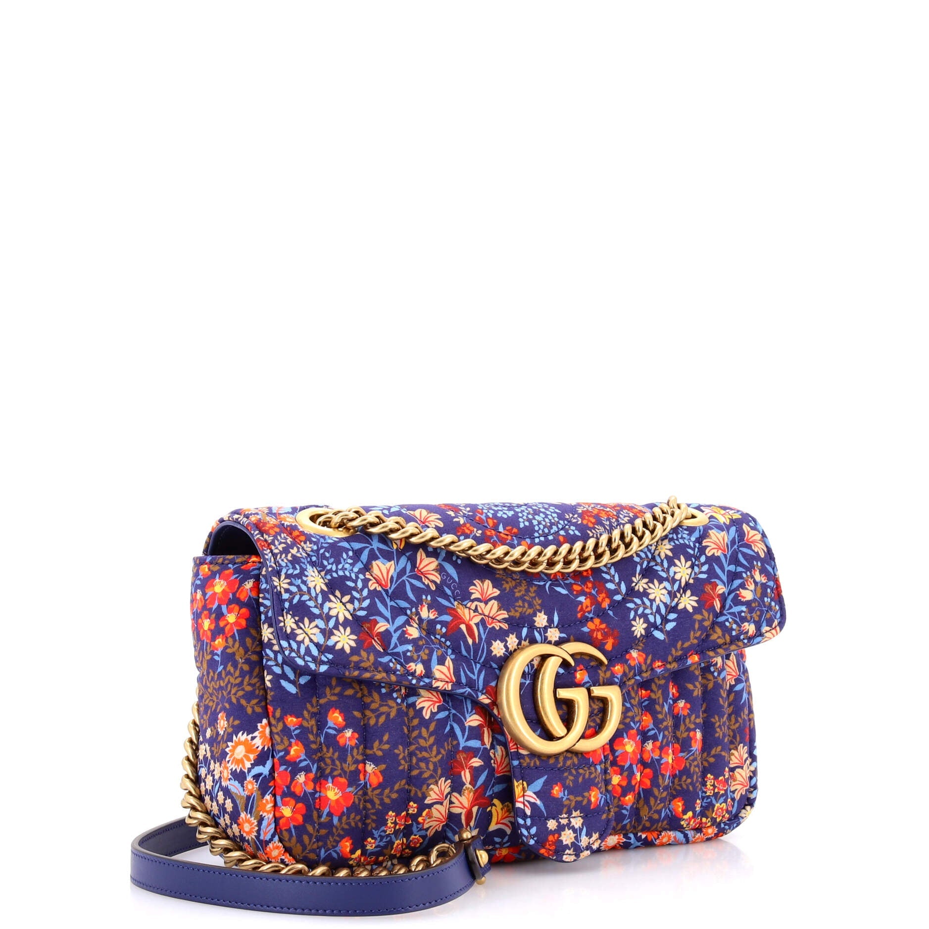 GG Marmont Flap Bag Floral Print Cotton Small