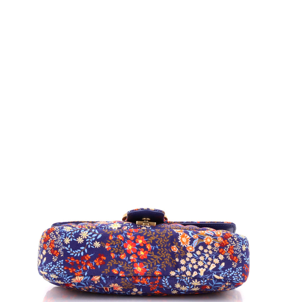 GG Marmont Flap Bag Floral Print Cotton Small