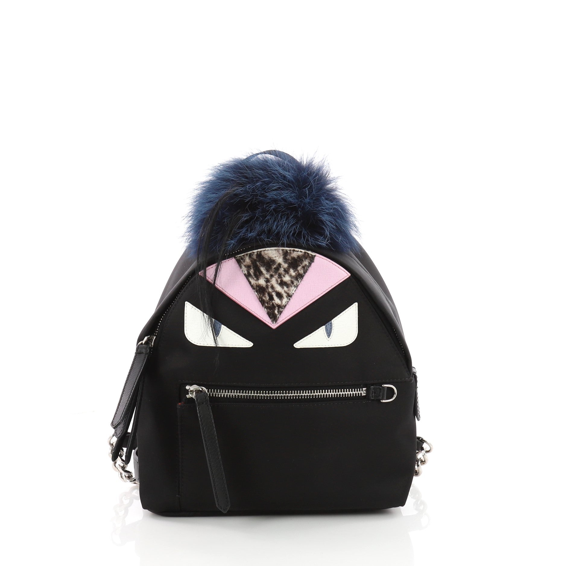 Monster Backpack Nylon with Leather and Fur Mini