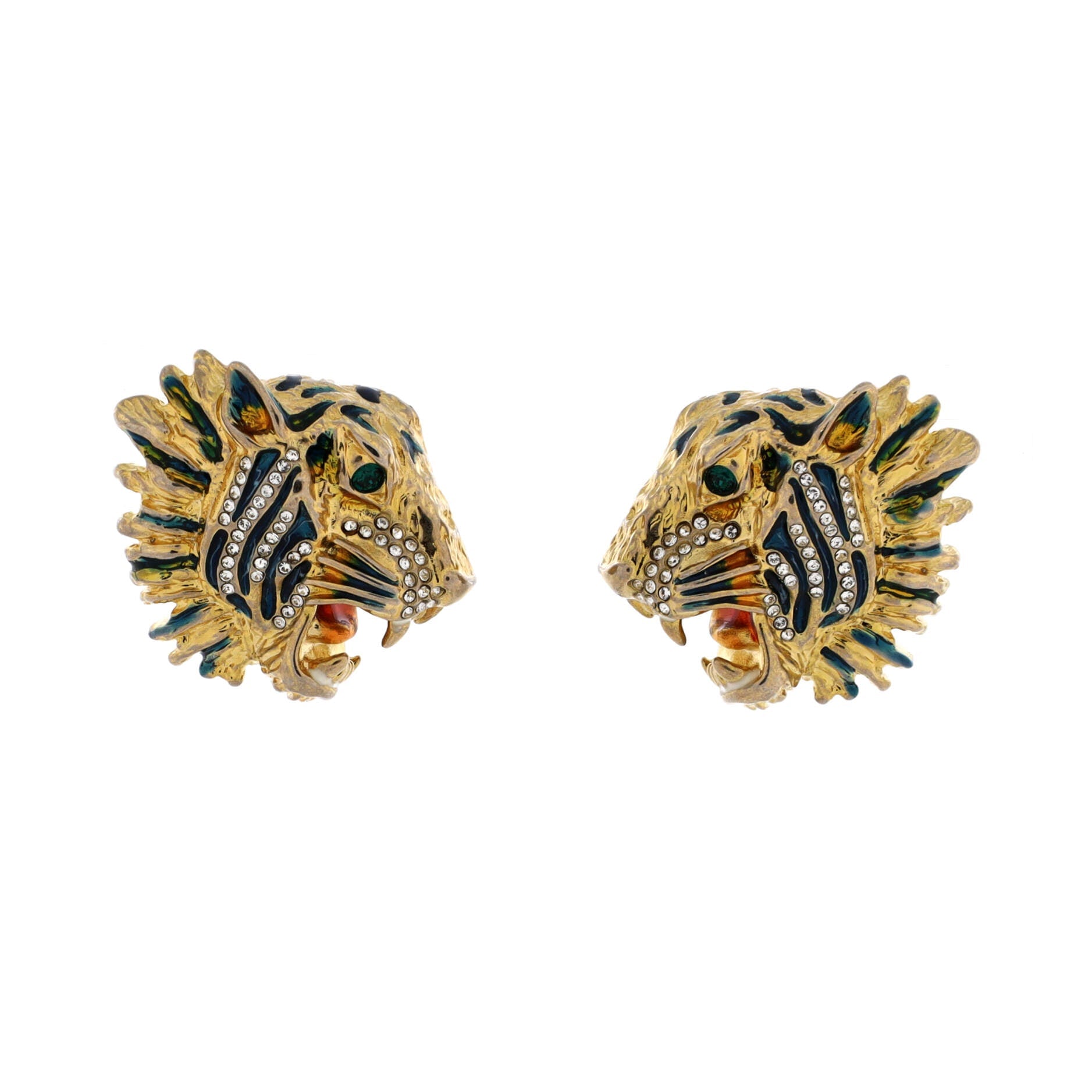 Rajah Stud Earrings Metal with Enamel and Crystal