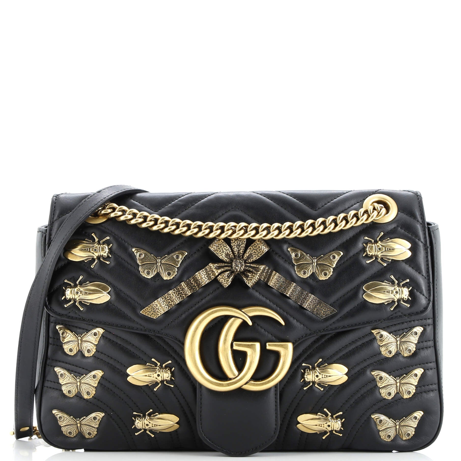 GG Marmont Flap Bag Embellished Matelasse Leather Medium