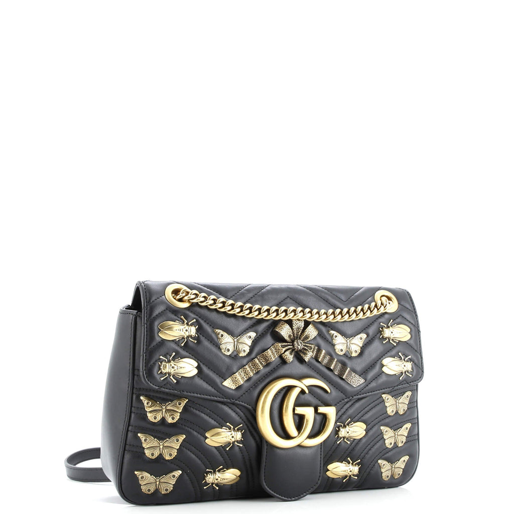 GG Marmont Flap Bag Embellished Matelasse Leather Medium