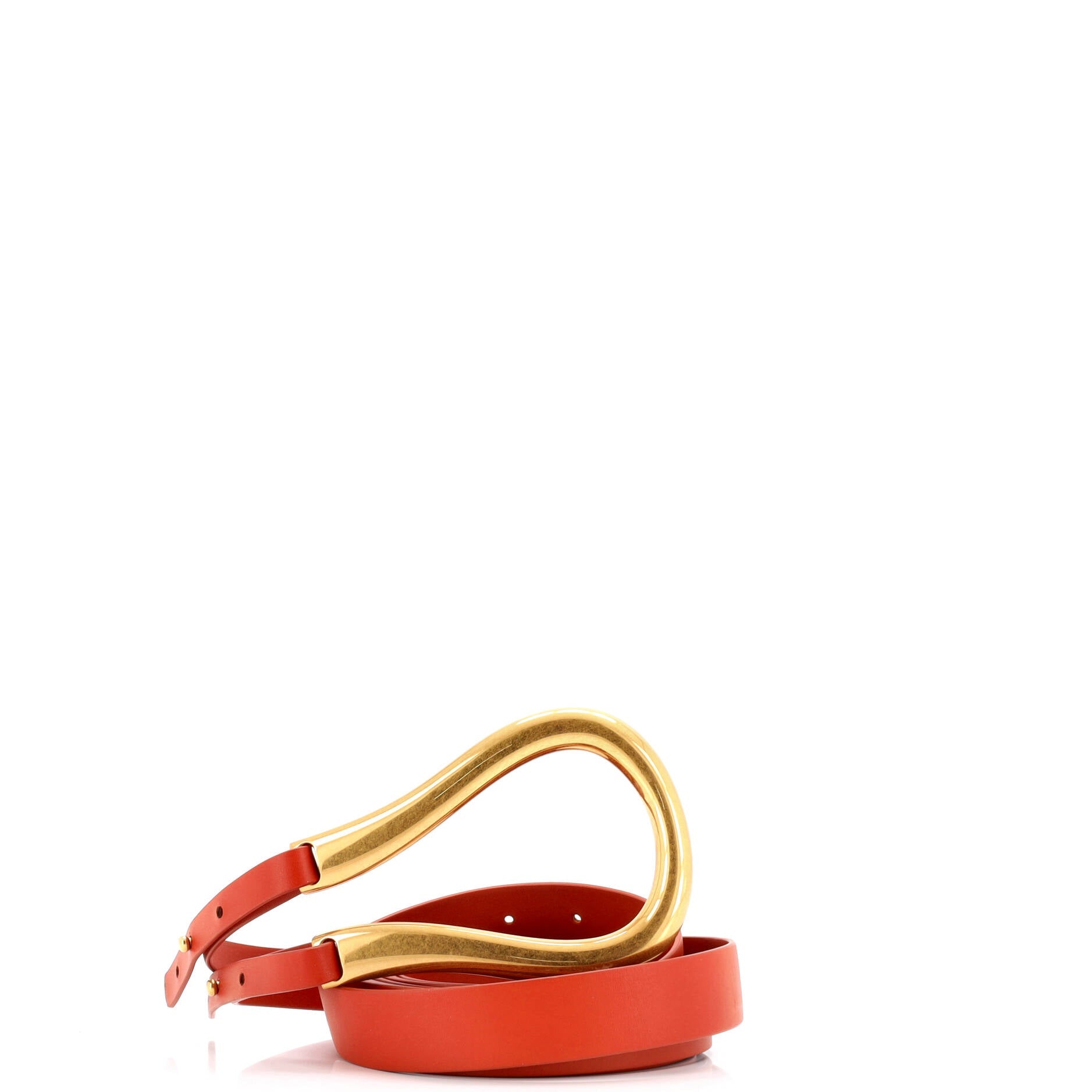 Double Strap Horsebit Buckle Belt Leather Wide