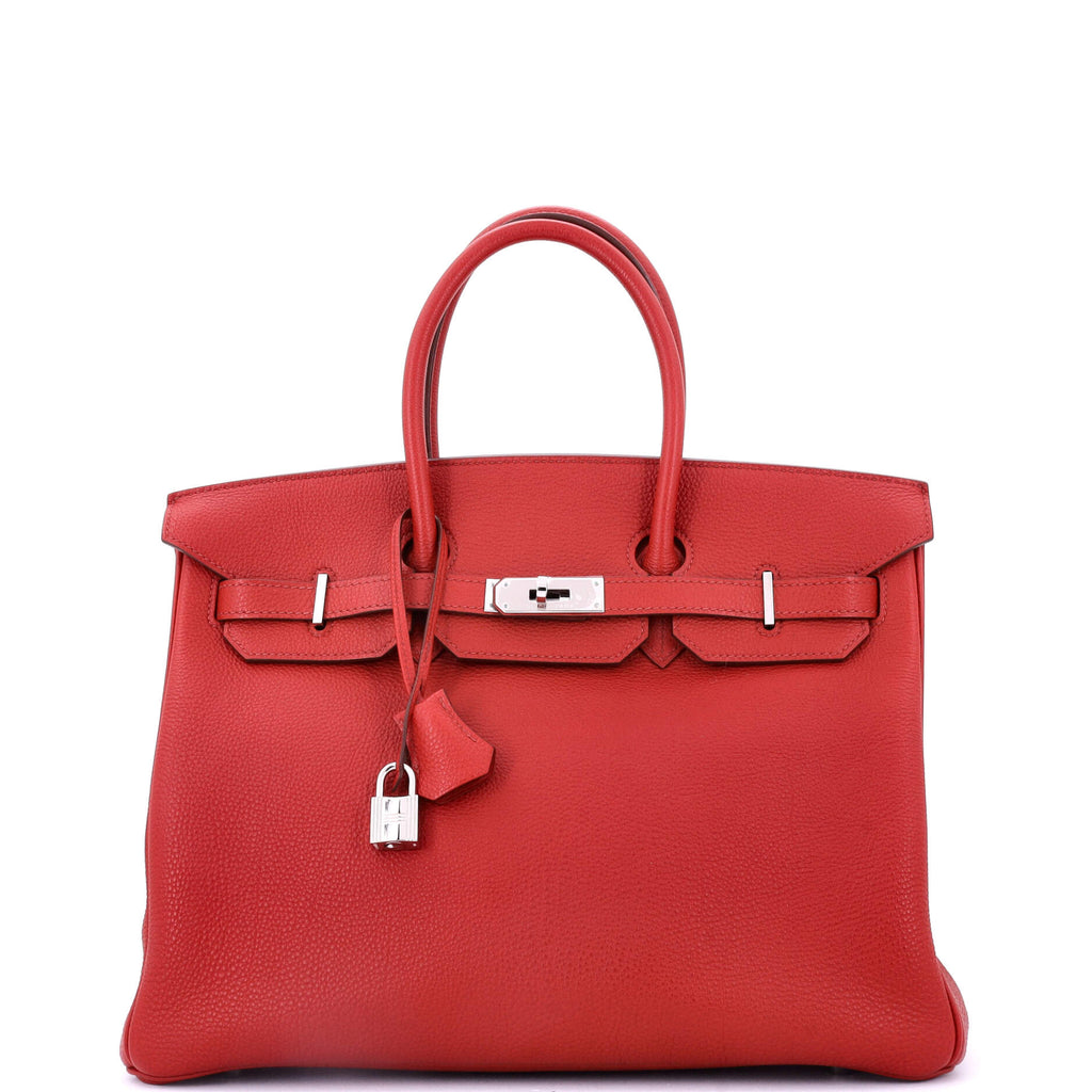 Birkin Handbag Rouge Casaque Togo with Palladium Hardware 35