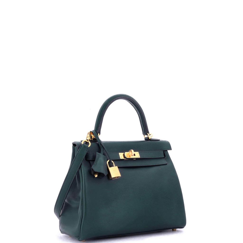 Kelly Handbag Vert Cypress Swift with Gold Hardware 25