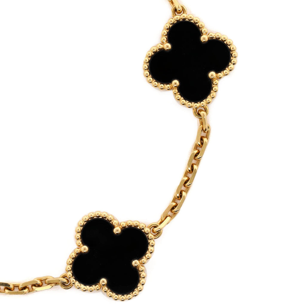 Vintage Alhambra 5 Motifs Bracelet 18K Yellow Gold and Onyx