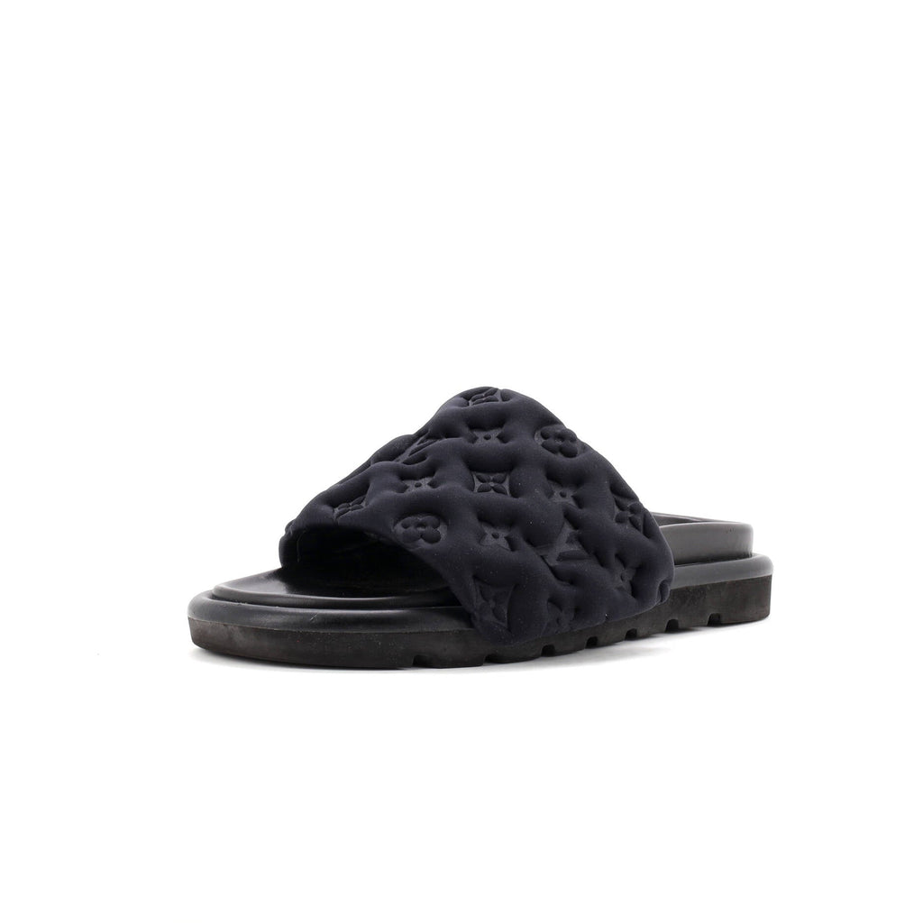 Women's Pool Pillow Comfort Mule Sandals Monogram Puffer Fabric