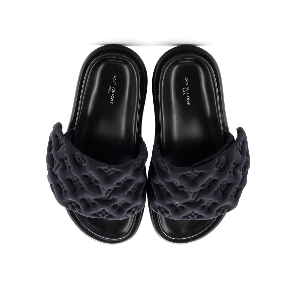 Women's Pool Pillow Comfort Mule Sandals Monogram Puffer Fabric