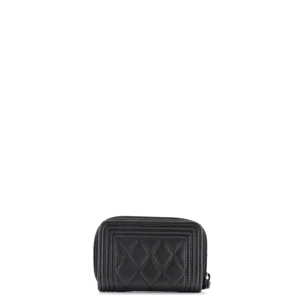 So Black Boy Zip Coin Purse Quilted Caviar Small