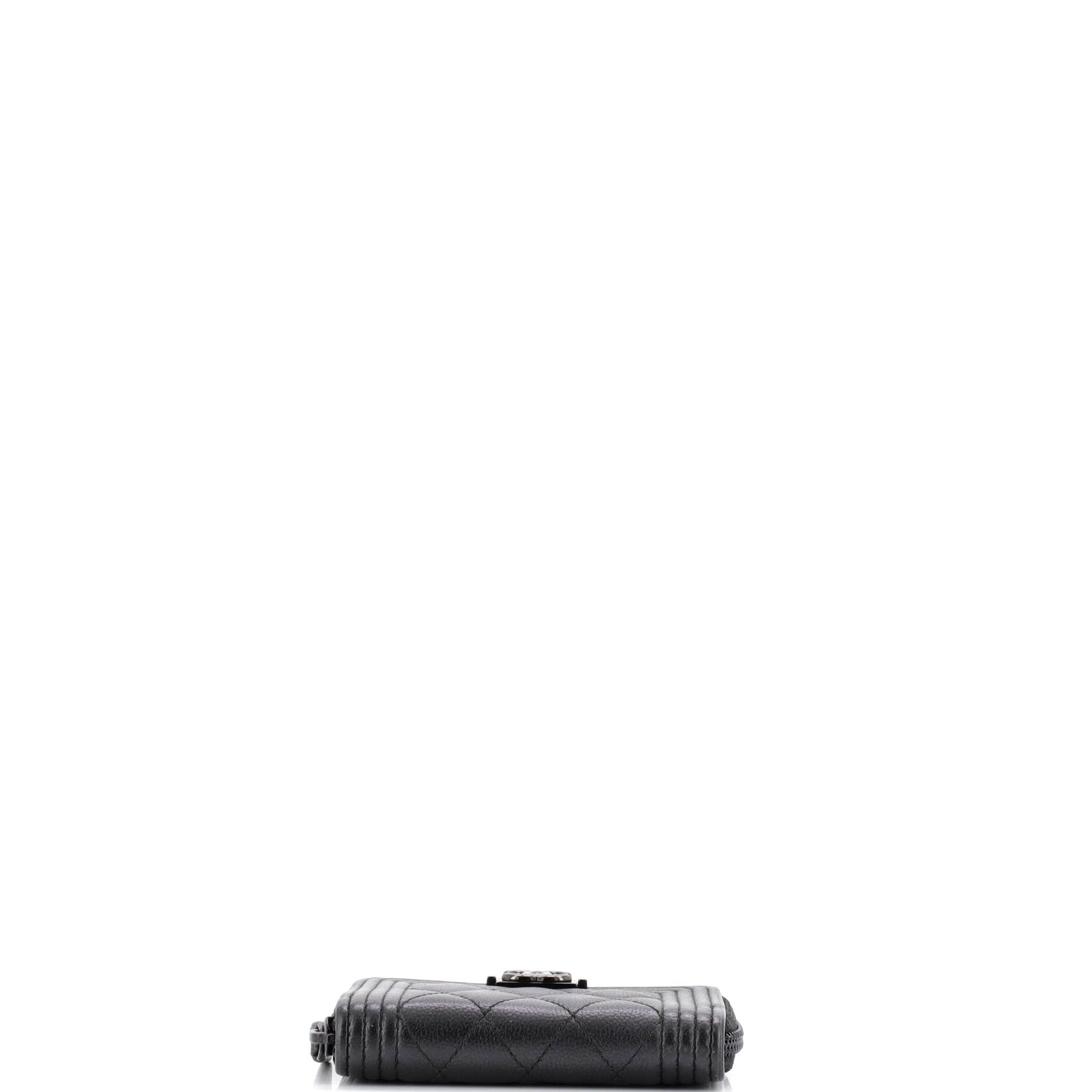 So Black Boy Zip Coin Purse Quilted Caviar Small