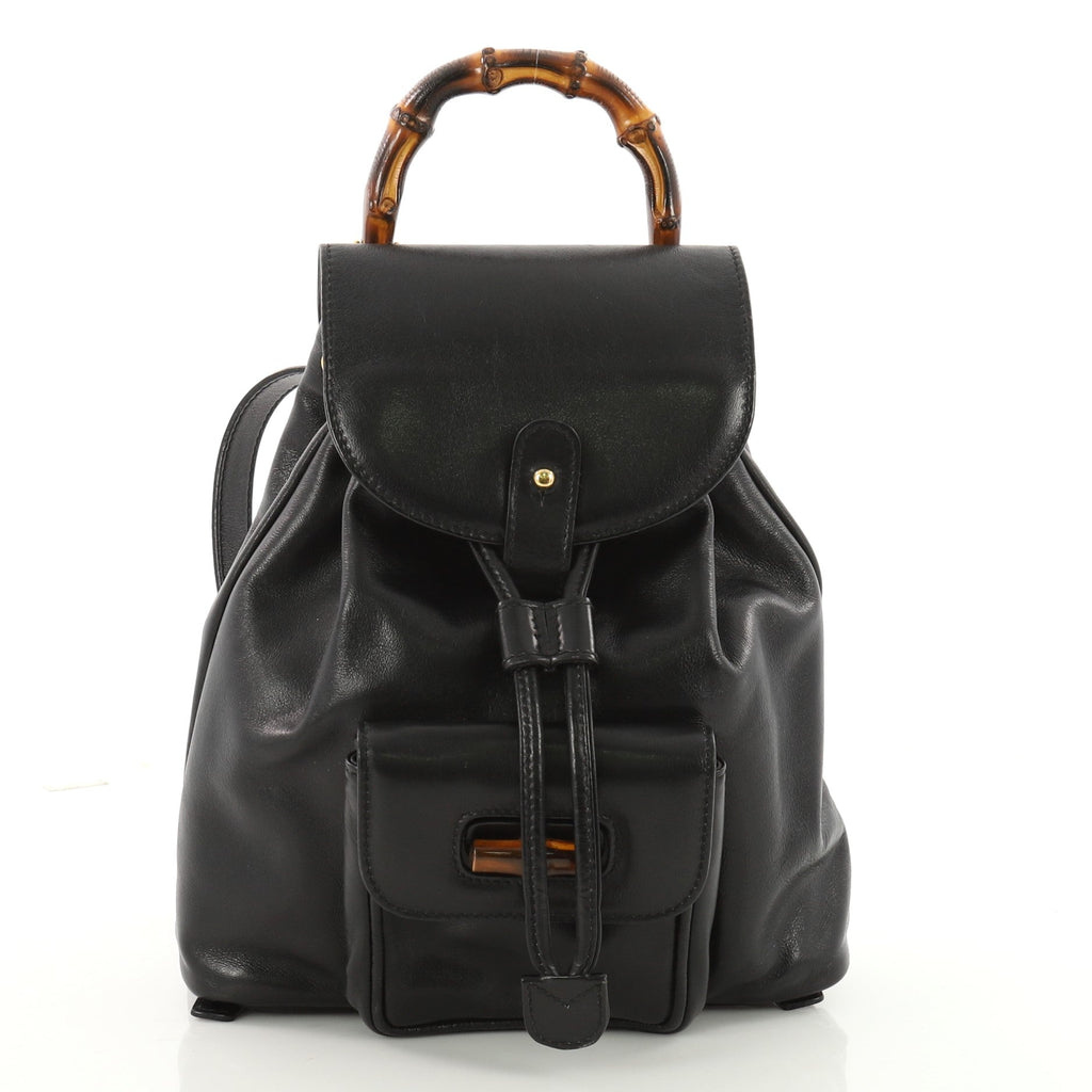 Vintage Bamboo Backpack Leather Mini