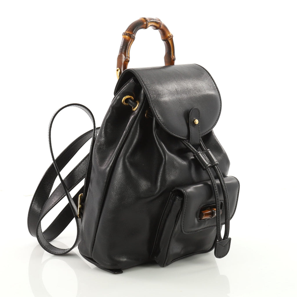 Vintage Bamboo Backpack Leather Mini