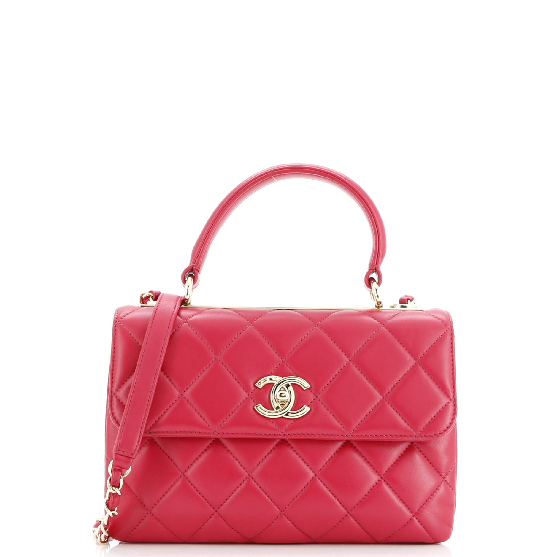 Trendy CC Top Handle Bag Quilted Lambskin Small