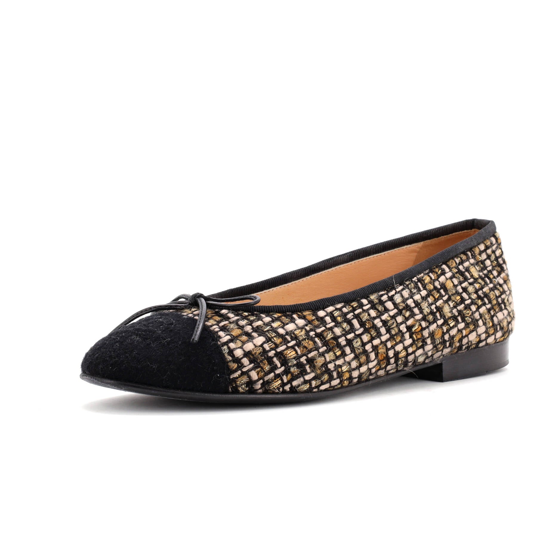 Women's CC Cap Toe Bow Ballerina Flats Tweed with Wool