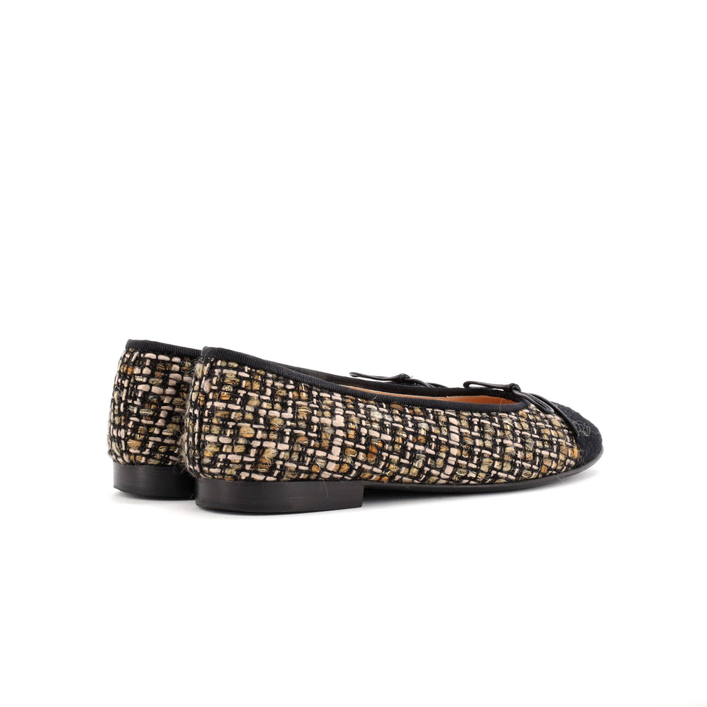 Women's CC Cap Toe Bow Ballerina Flats Tweed with Wool