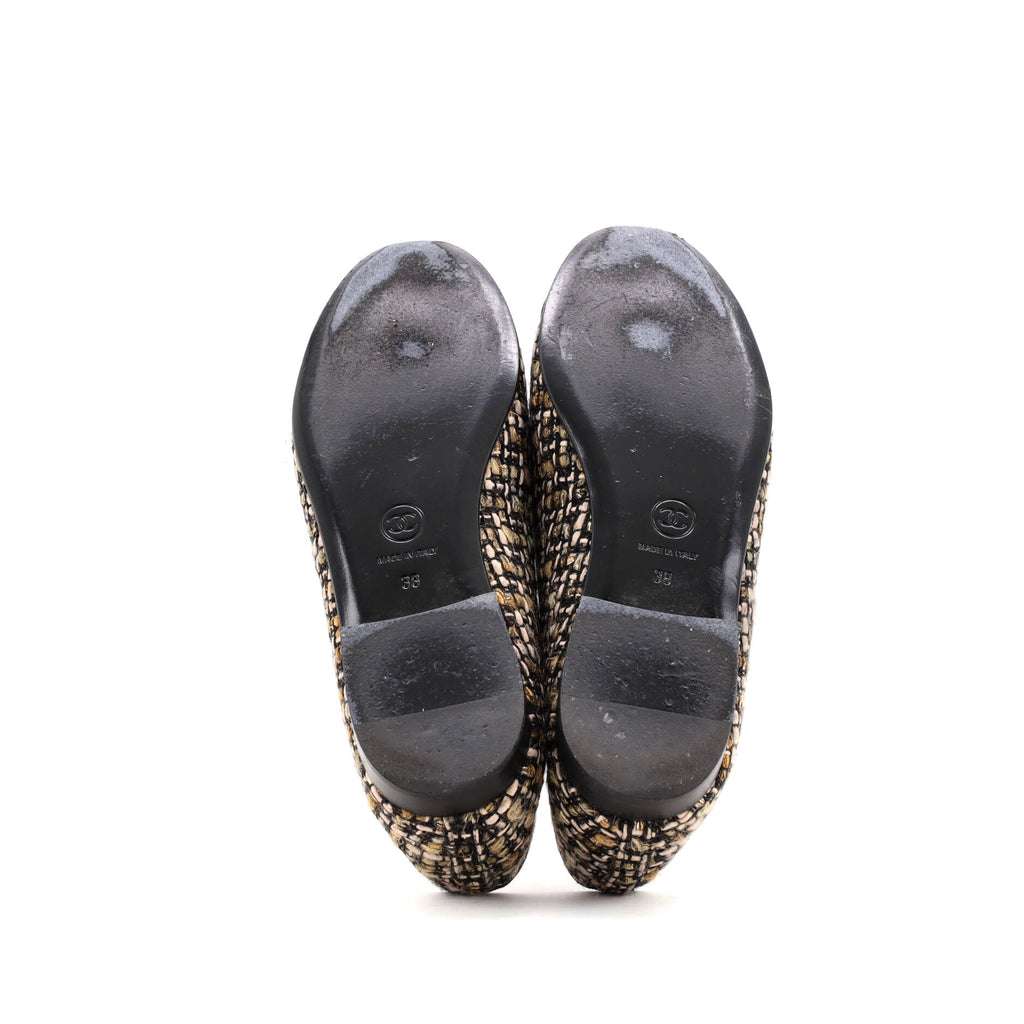 Women's CC Cap Toe Bow Ballerina Flats Tweed with Wool