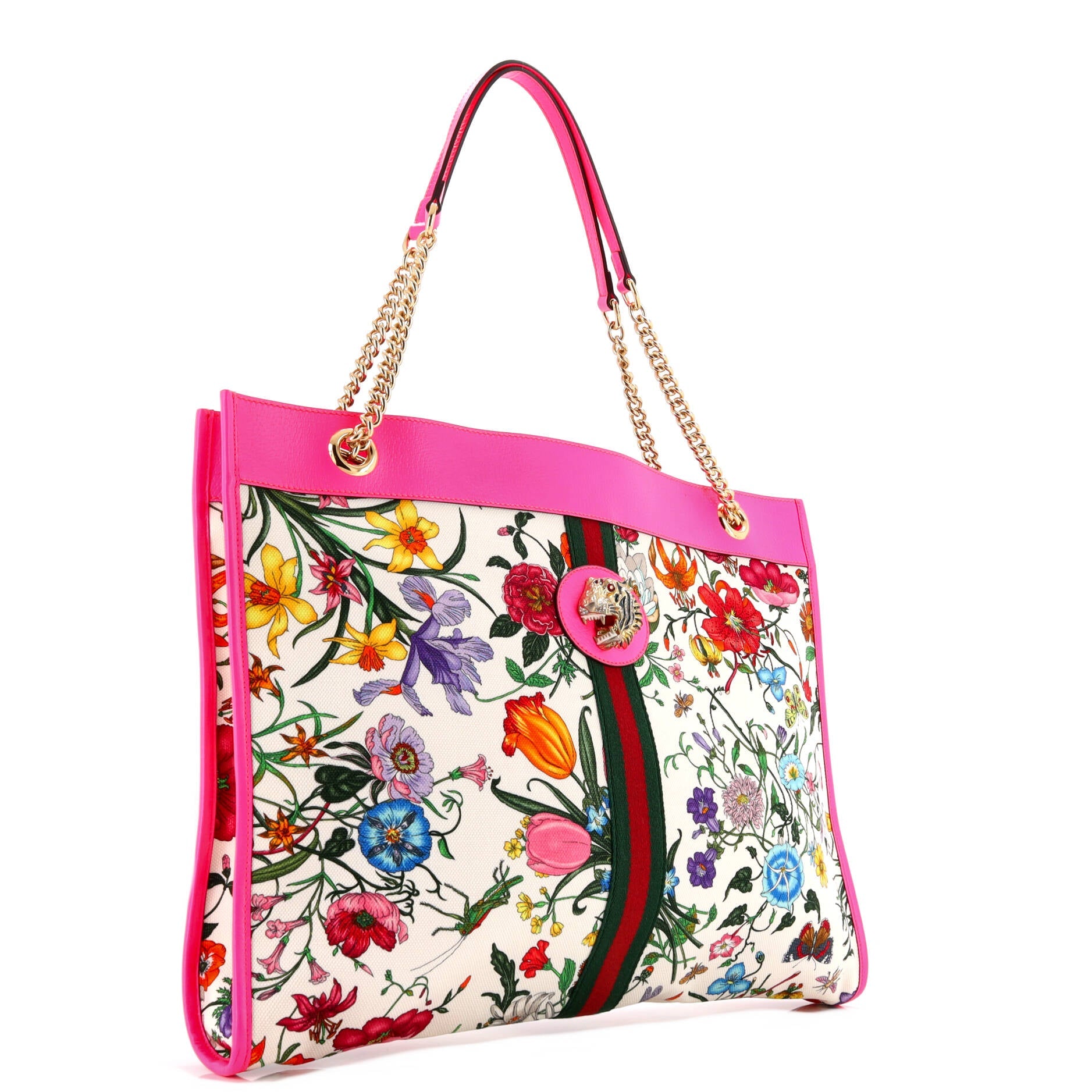 Rajah Chain Tote Flora Canvas Large