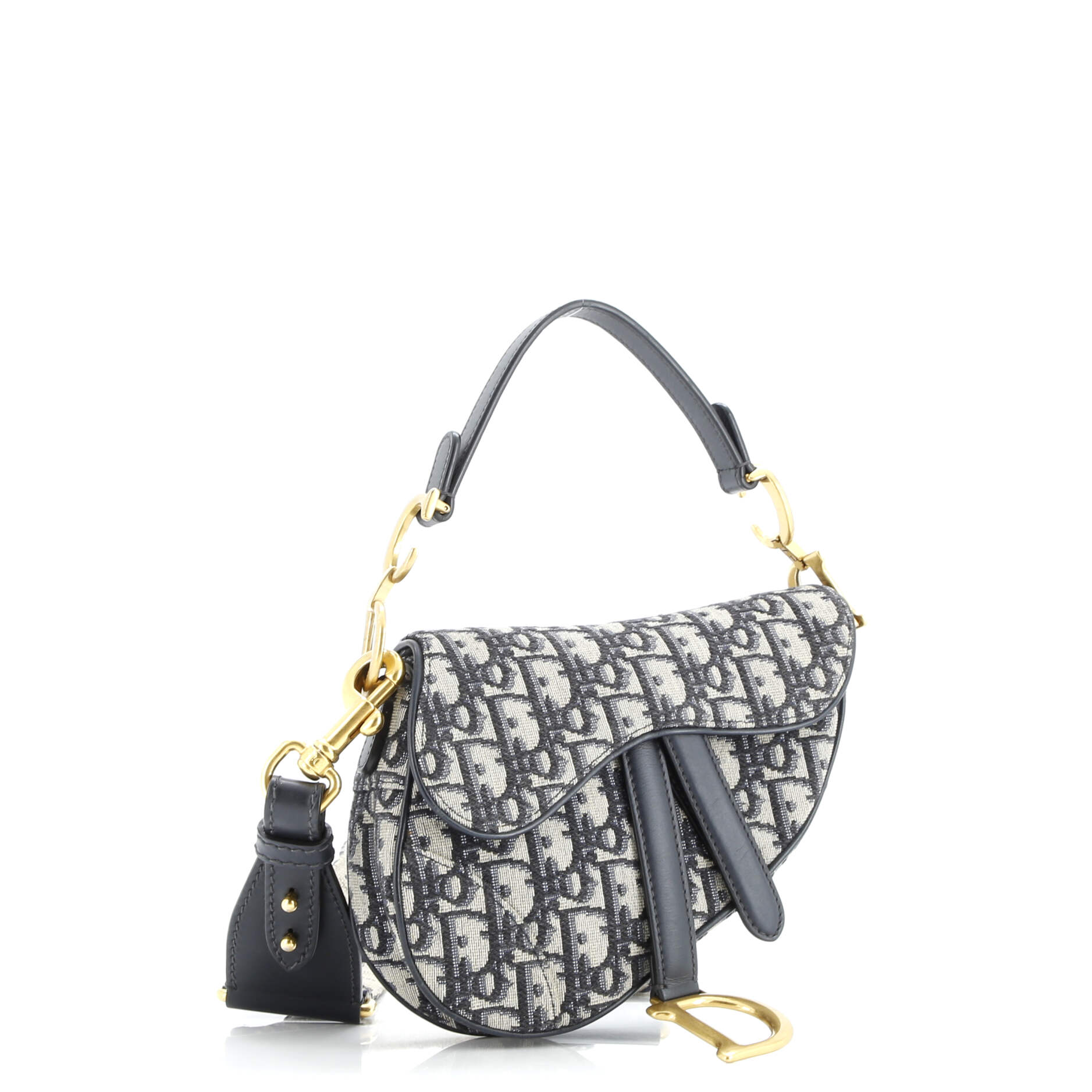 Saddle Handbag with Strap Oblique Canvas Mini