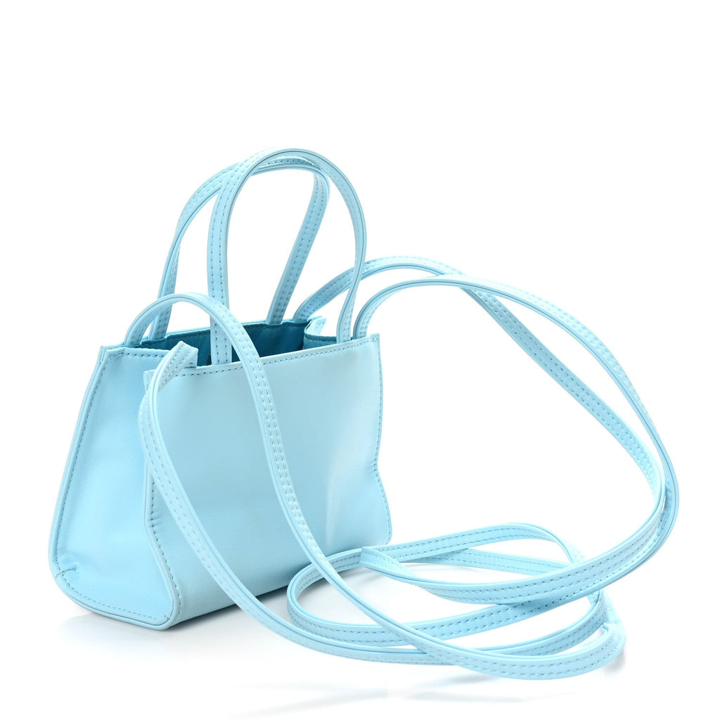 Vegan Leather Small Shopping Bag Pool Blue