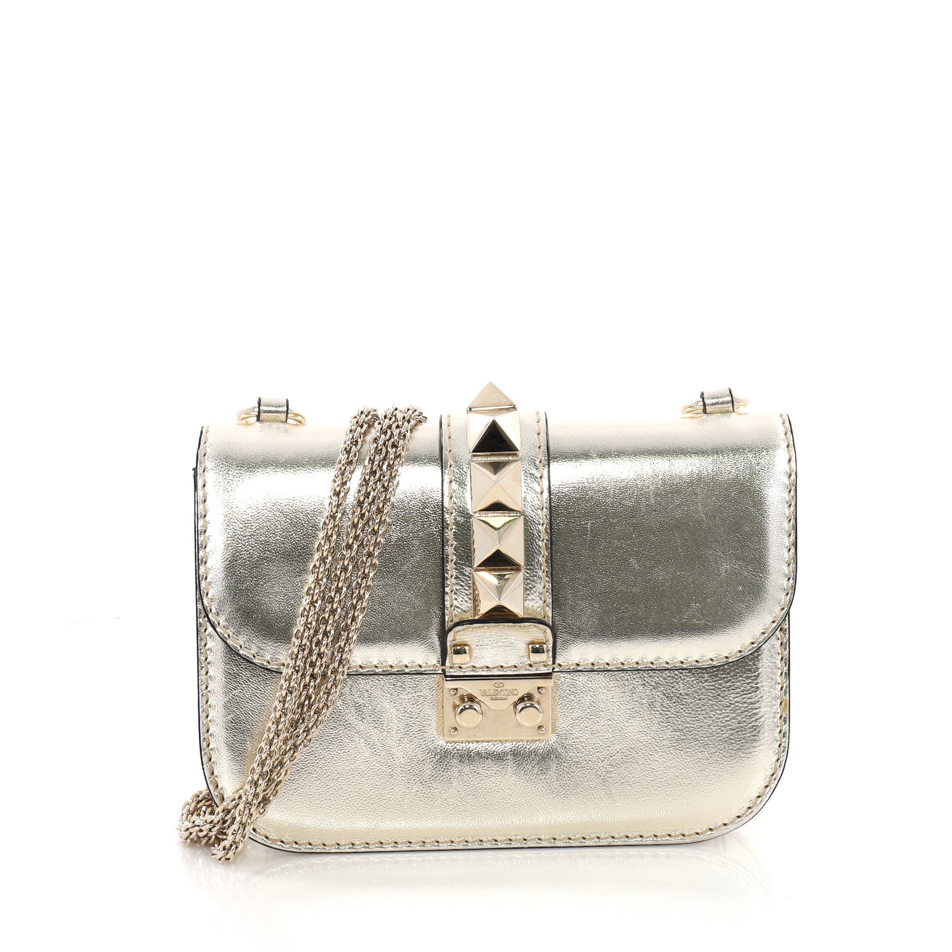Glam Lock Shoulder Bag Leather Mini