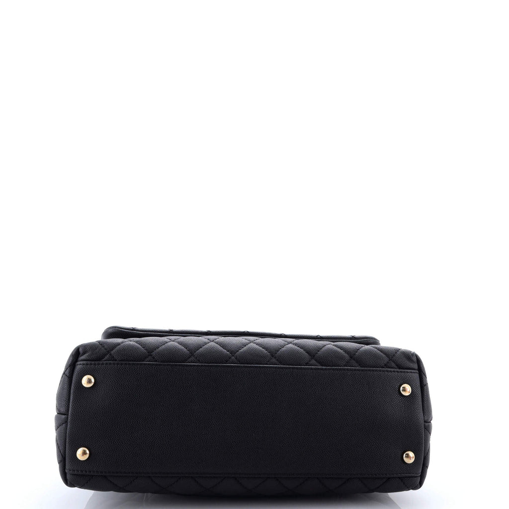 Coco Top Handle Bag Quilted Caviar Small